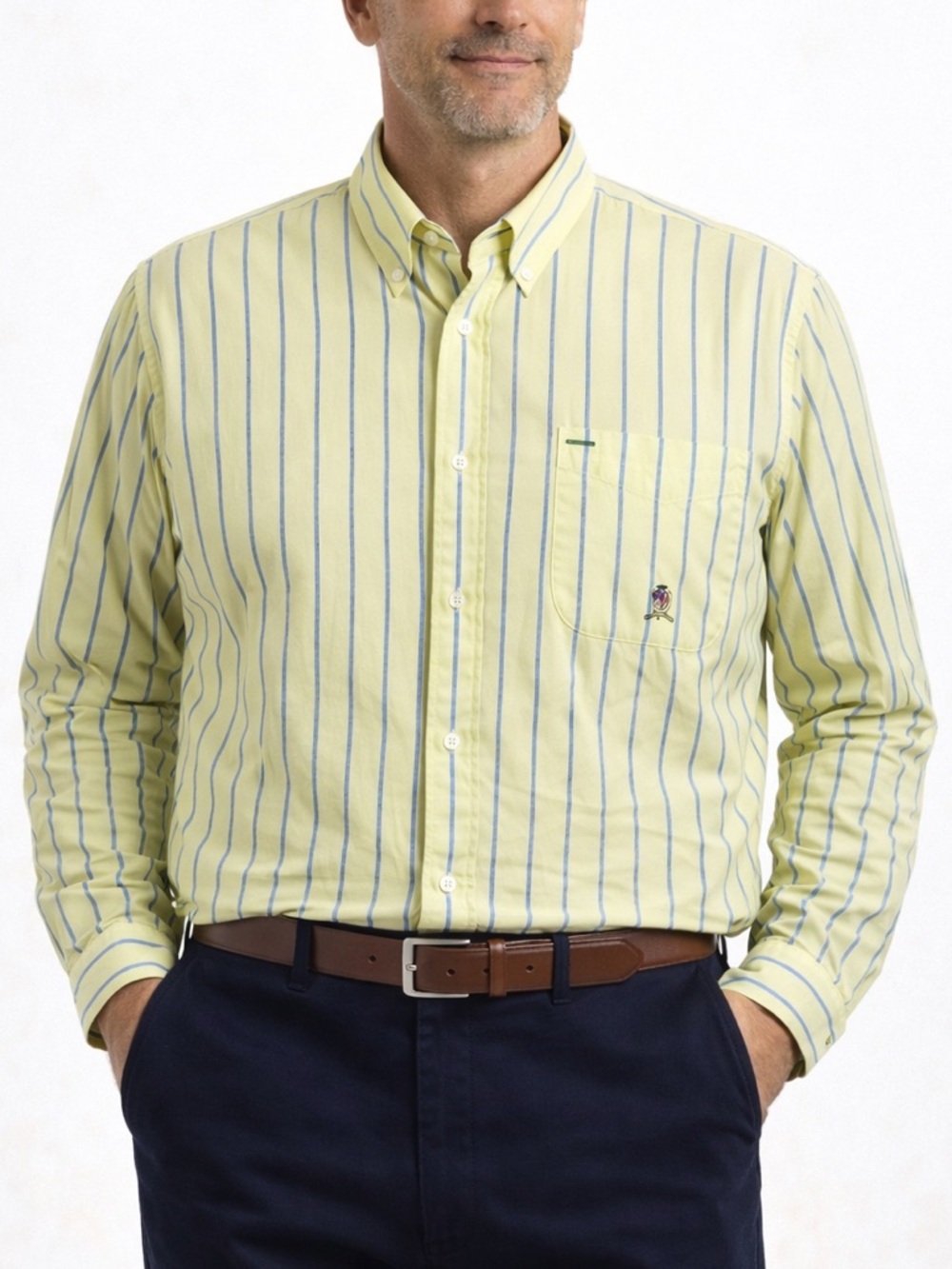 Tommy Hilfiger Yellow Striped Dress Shirt L